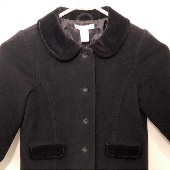 NWT Janie and Jack Black Italian Wool & Velvet Coat